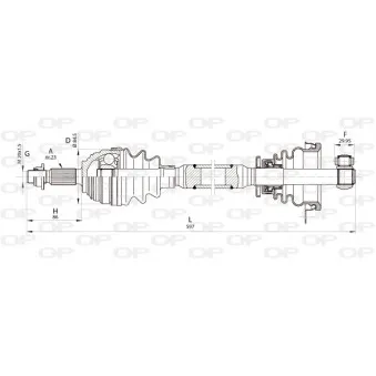 Arbre de transmission avant gauche OPEN PARTS DRS6352.00