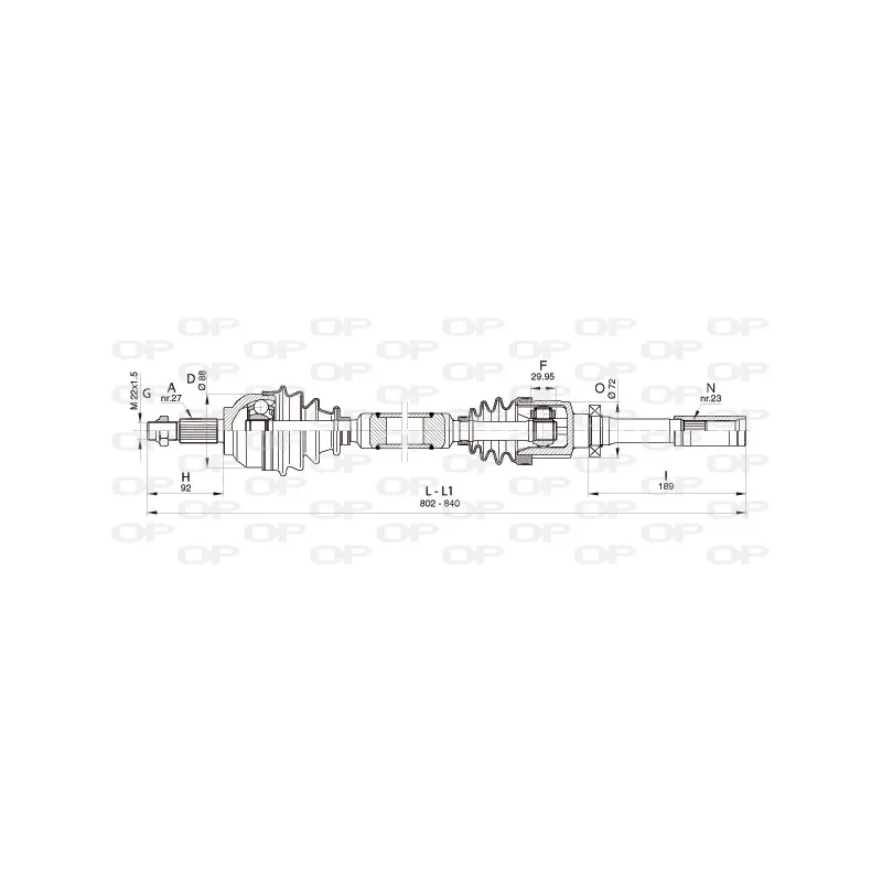 Arbre de transmission avant droit OPEN PARTS DRS6353.00