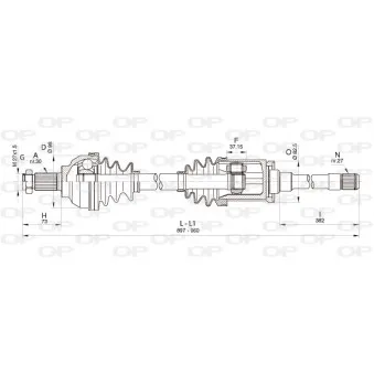 Arbre de transmission avant droit OPEN PARTS DRS6354.00