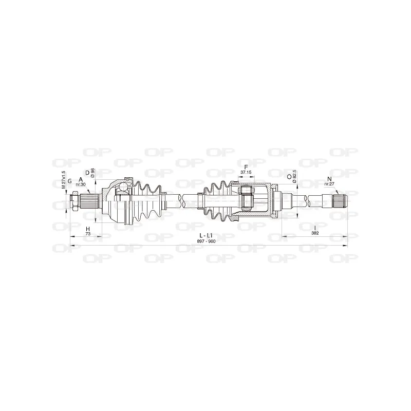 Arbre de transmission avant droit OPEN PARTS DRS6354.00