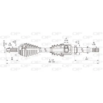 Arbre de transmission avant droit OPEN PARTS DRS6355.00