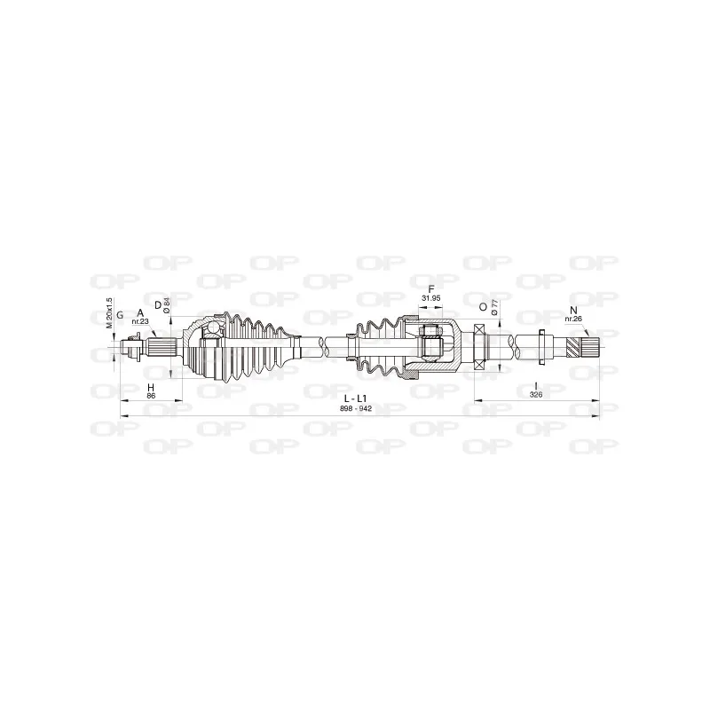 Arbre de transmission avant droit OPEN PARTS DRS6355.00