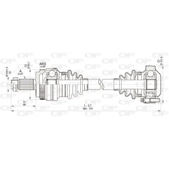 Arbre de transmission arrière droit OPEN PARTS DRS6357.00