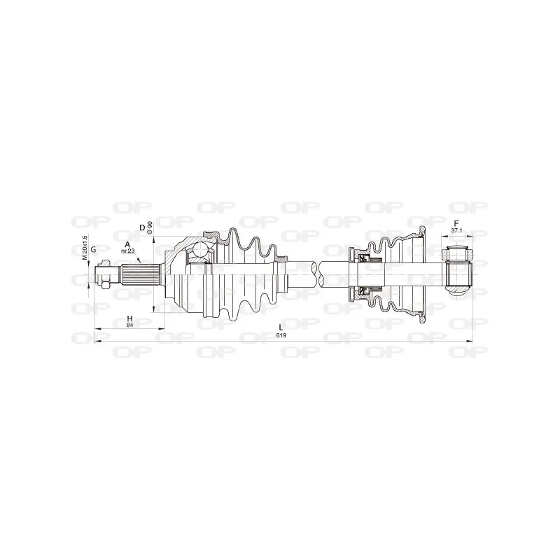 Arbre de transmission avant gauche OPEN PARTS DRS6361.00