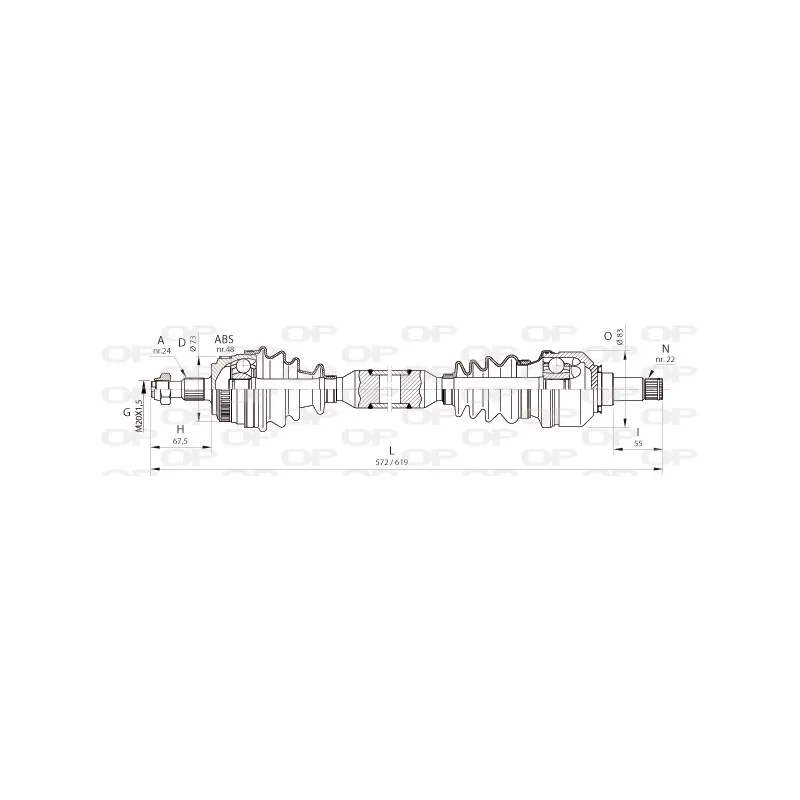 Arbre de transmission avant gauche OPEN PARTS DRS6362.00