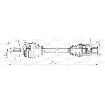 Arbre de transmission avant droit OPEN PARTS DRS6364.00