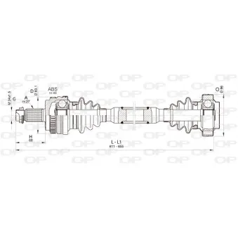 Arbre de transmission arrière gauche OPEN PARTS DRS6365.00