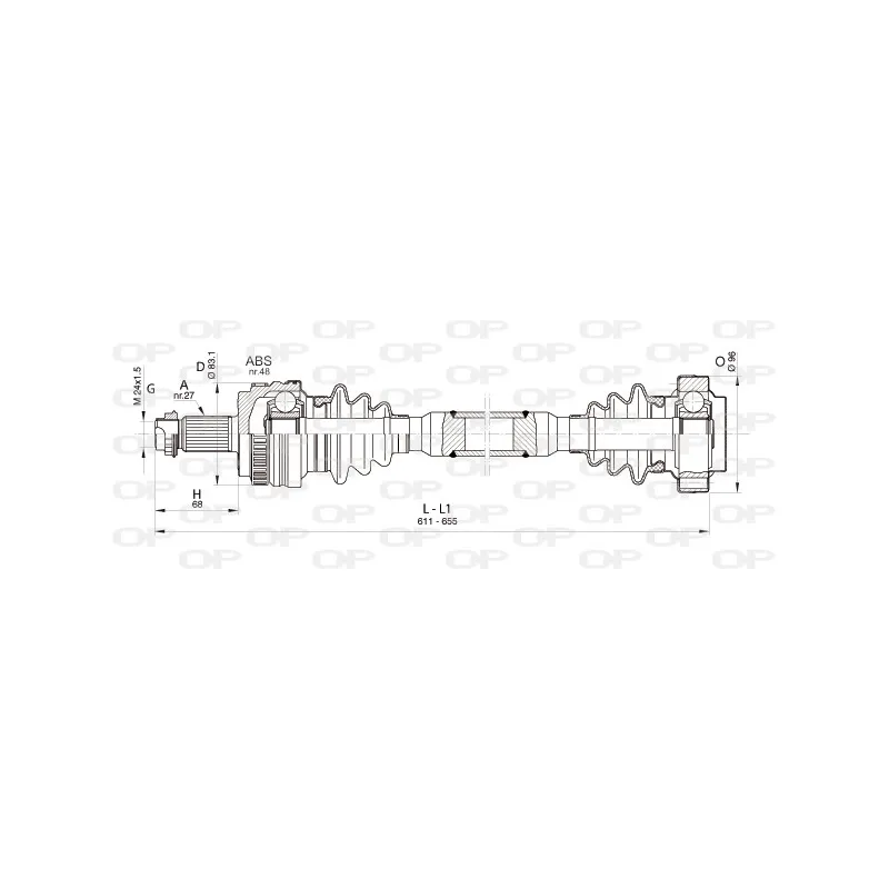 Arbre de transmission arrière gauche OPEN PARTS DRS6365.00