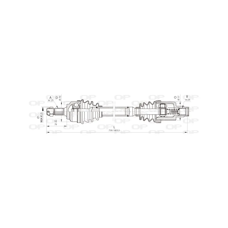 Arbre de transmission avant droit OPEN PARTS DRS6369.00