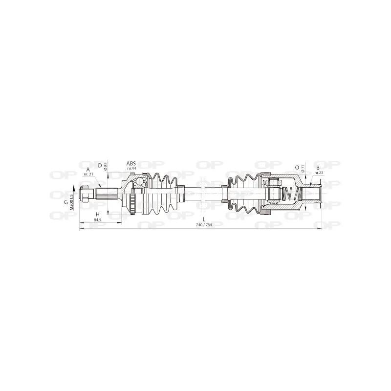 Arbre de transmission avant droit OPEN PARTS DRS6371.00