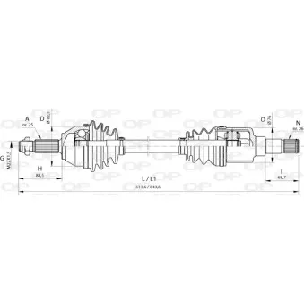 Arbre de transmission avant gauche OPEN PARTS DRS6374.00