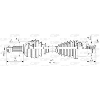 Arbre de transmission avant droit OPEN PARTS DRS6375.00