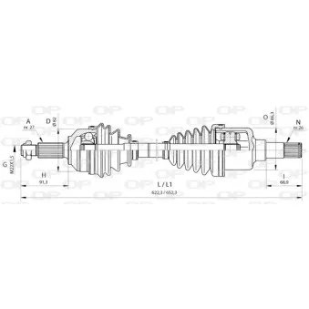 Arbre de transmission avant gauche OPEN PARTS DRS6376.00