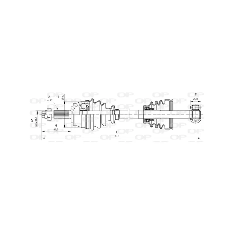 Arbre de transmission avant gauche OPEN PARTS DRS6379.00