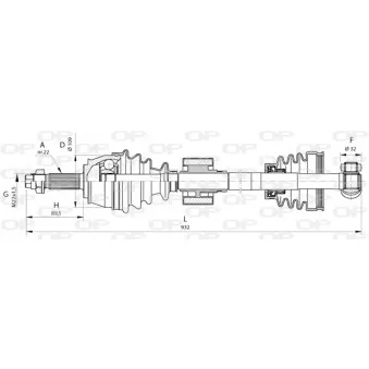 Arbre de transmission avant droit OPEN PARTS DRS6380.00