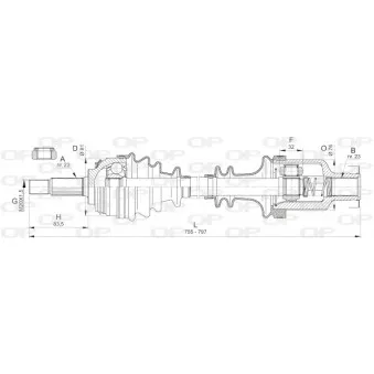 Arbre de transmission avant droit OPEN PARTS DRS6382.00