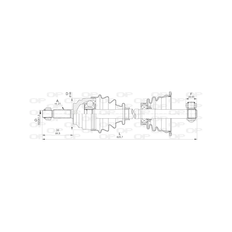 Arbre de transmission avant gauche OPEN PARTS DRS6383.00
