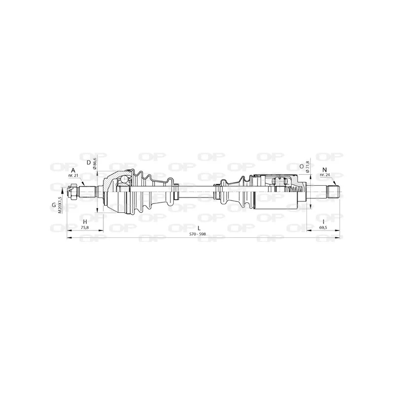 Arbre de transmission avant gauche OPEN PARTS DRS6384.00