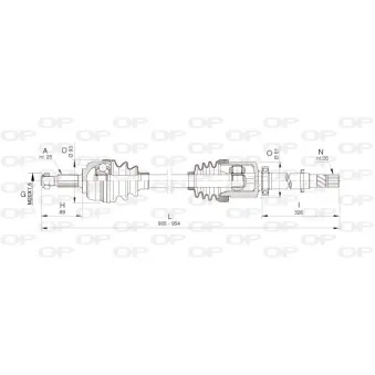 Arbre de transmission avant droit OPEN PARTS