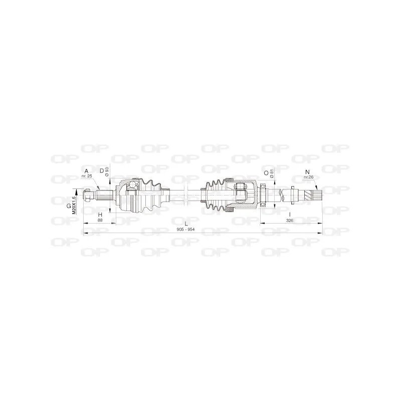 Arbre de transmission avant droit OPEN PARTS DRS6386.00