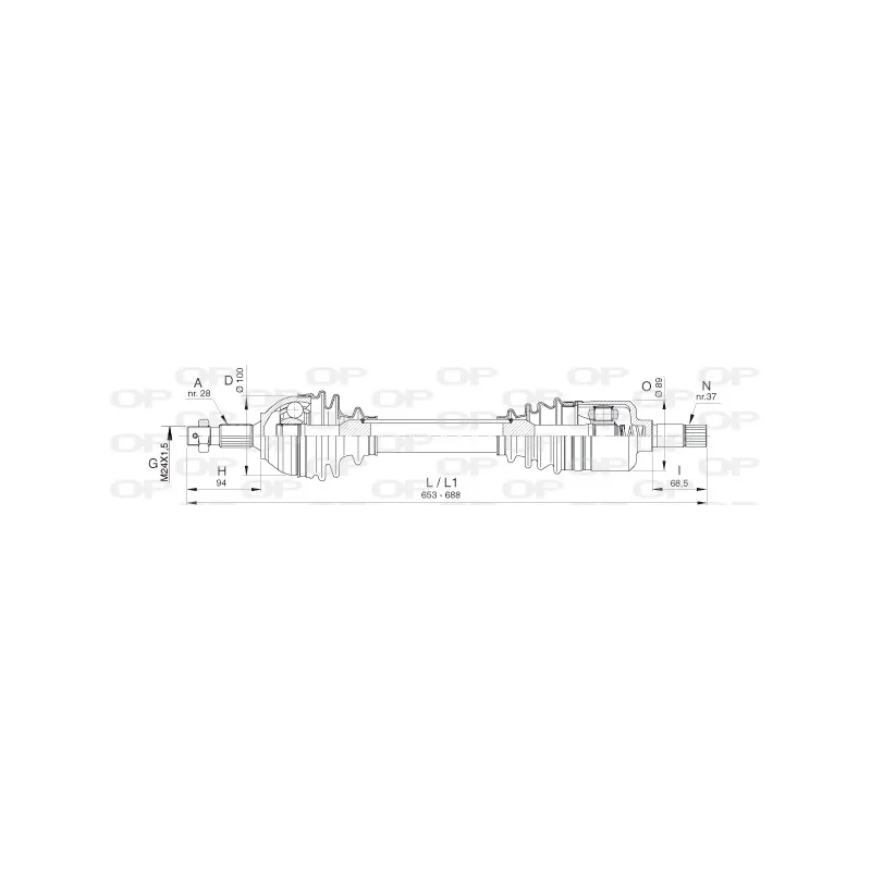 Arbre de transmission avant gauche OPEN PARTS DRS6388.00