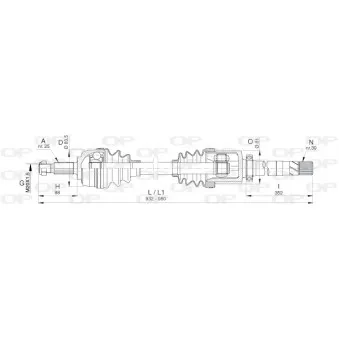 Arbre de transmission avant droit OPEN PARTS