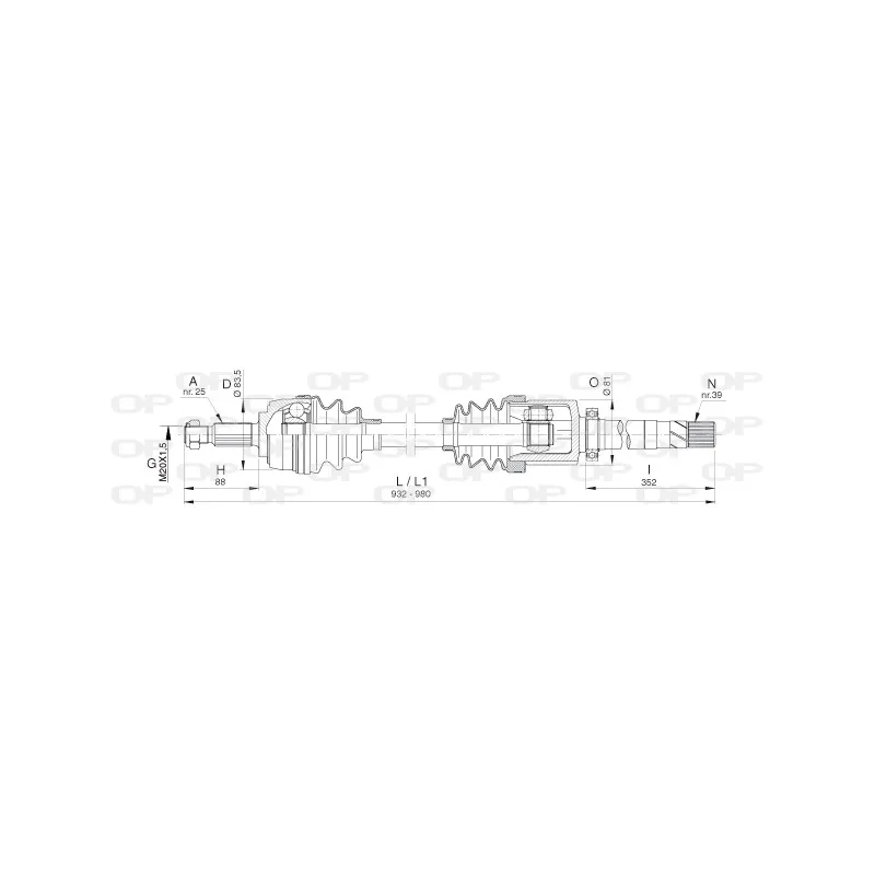 Arbre de transmission avant droit OPEN PARTS DRS6389.00