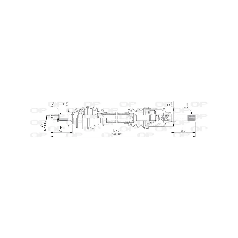 Arbre de transmission avant droit OPEN PARTS DRS6391.00