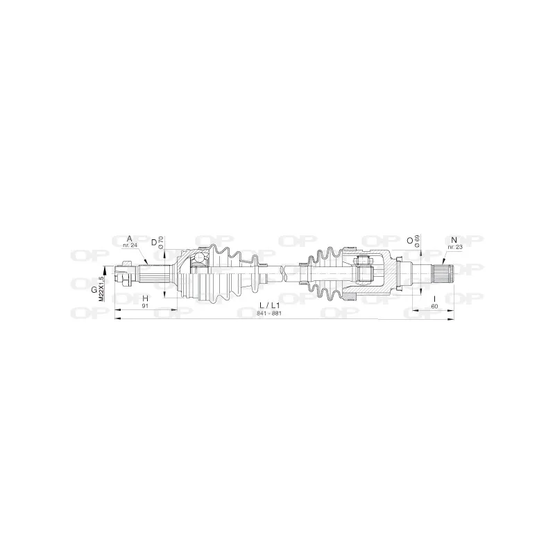 Arbre de transmission avant droit OPEN PARTS DRS6393.00