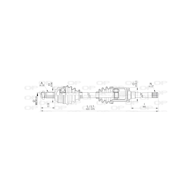 Arbre de transmission avant droit OPEN PARTS DRS6394.00