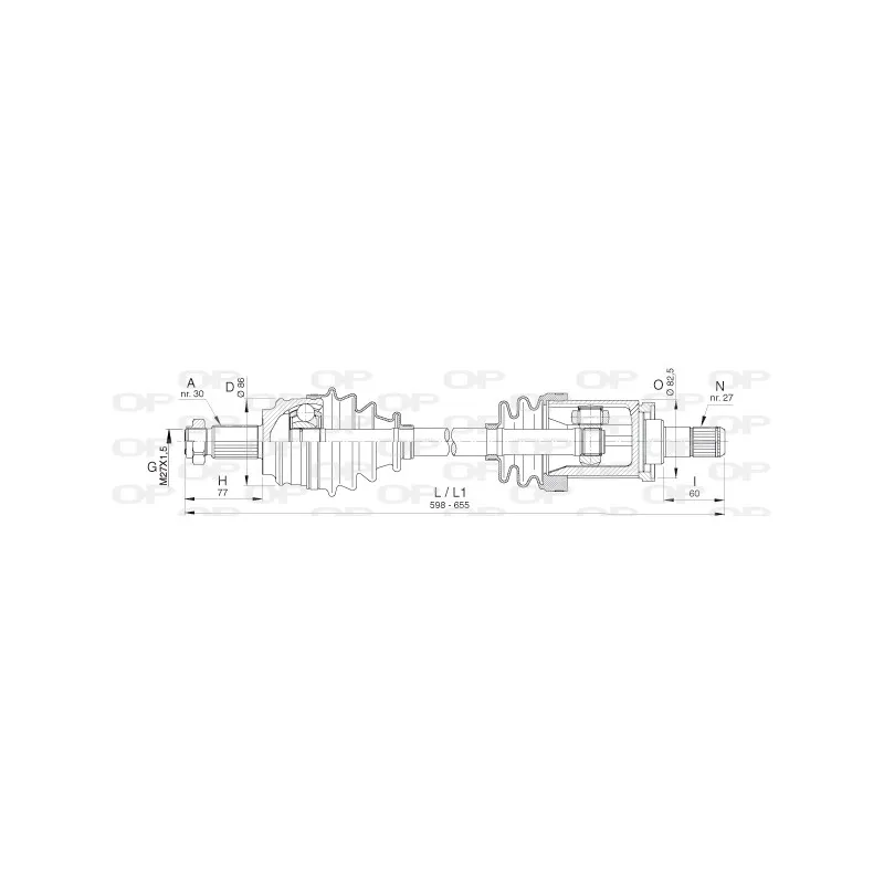 Arbre de transmission avant gauche OPEN PARTS DRS6395.00