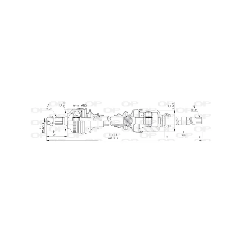 Arbre de transmission avant droit OPEN PARTS DRS6396.00