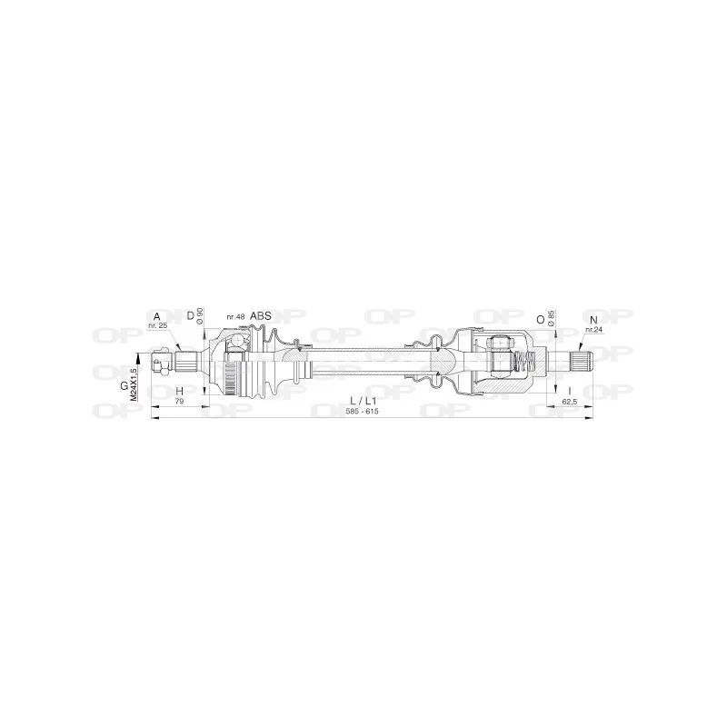 Arbre de transmission avant gauche OPEN PARTS DRS6397.00