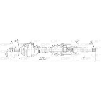 Arbre de transmission avant droit OPEN PARTS DRS6398.00