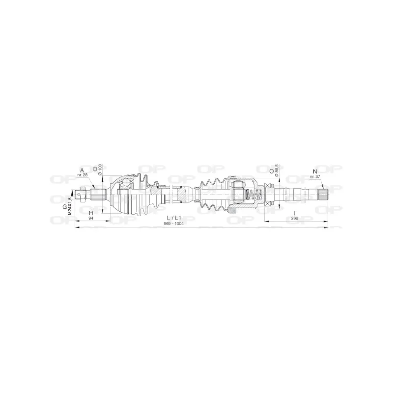 Arbre de transmission avant droit OPEN PARTS DRS6398.00
