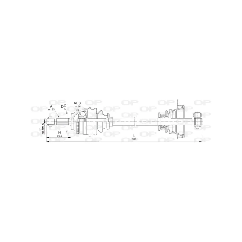 Arbre de transmission avant gauche OPEN PARTS DRS6399.00