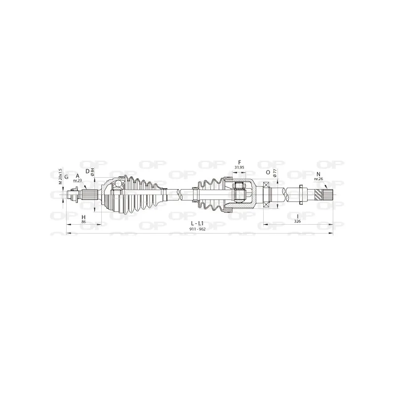 Arbre de transmission avant droit OPEN PARTS DRS6401.00