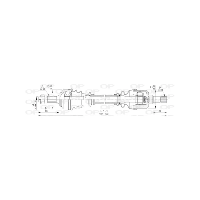 Arbre de transmission avant gauche OPEN PARTS DRS6402.00