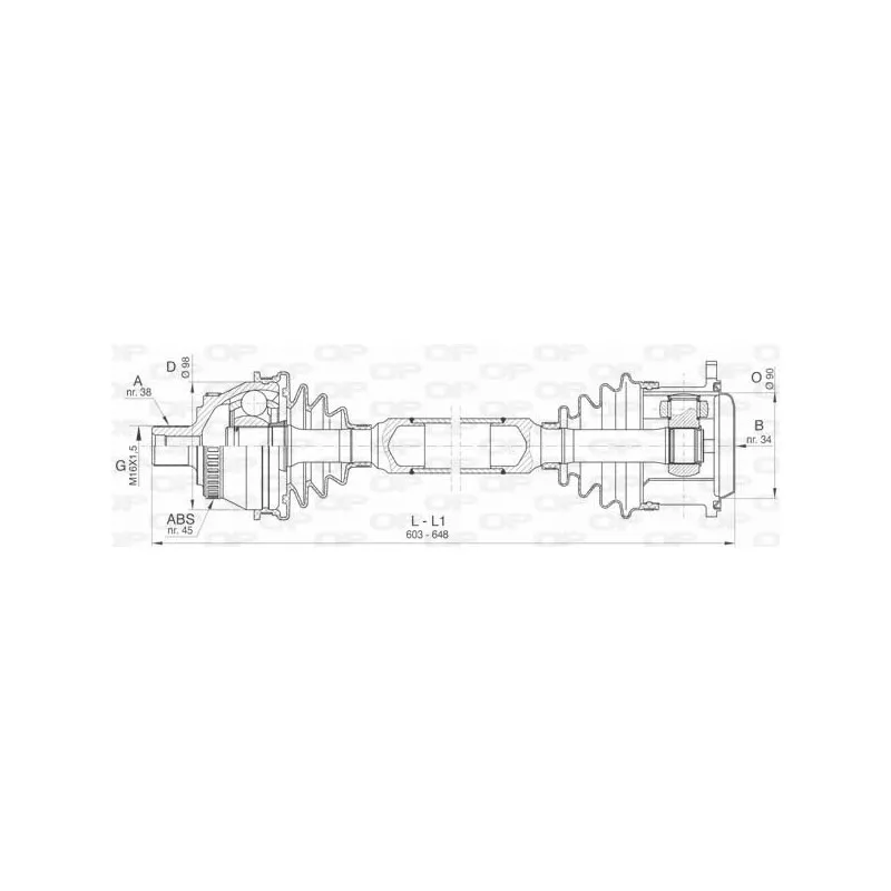 Arbre de transmission avant gauche OPEN PARTS DRS6404.00
