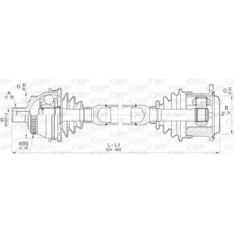 Arbre de transmission avant droit OPEN PARTS DRS6405.00