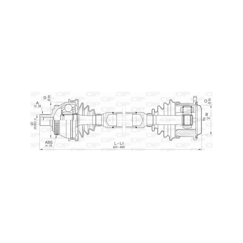 Arbre de transmission avant droit OPEN PARTS DRS6405.00