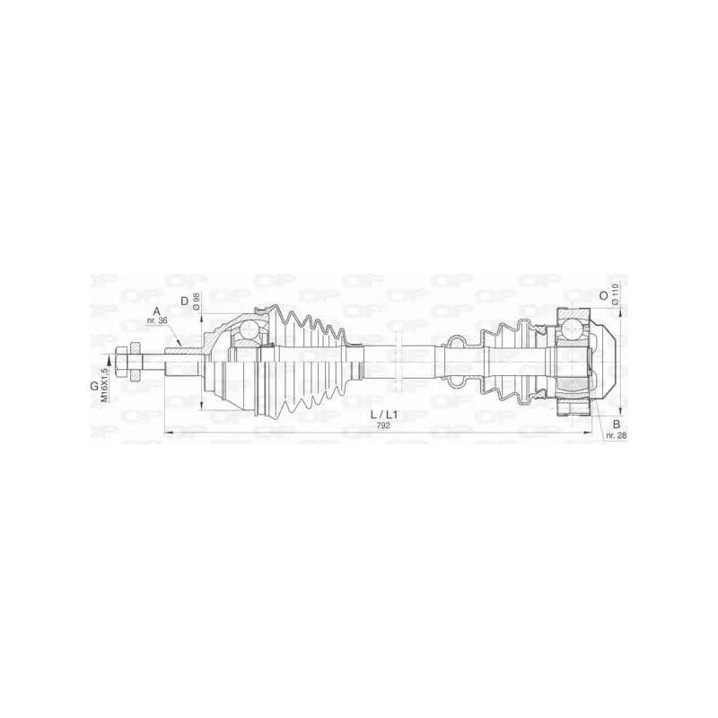 Arbre de transmission avant droit OPEN PARTS DRS6407.00