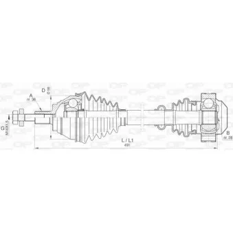 Arbre de transmission avant gauche OPEN PARTS DRS6408.00