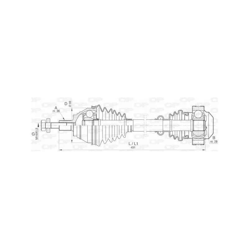 Arbre de transmission avant gauche OPEN PARTS DRS6408.00