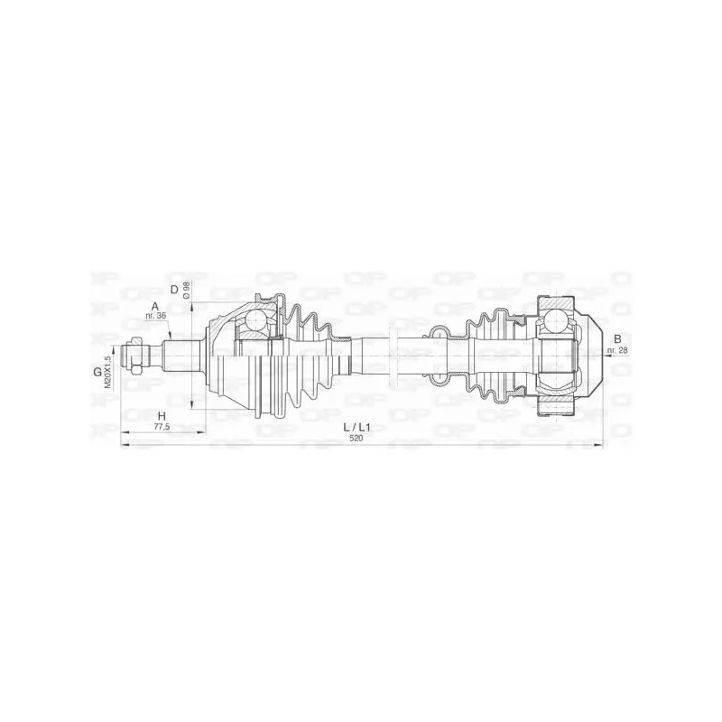 Arbre de transmission avant gauche OPEN PARTS DRS6409.00