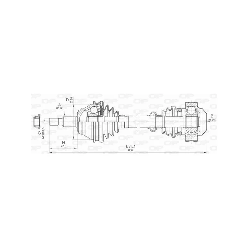 Arbre de transmission avant droit OPEN PARTS DRS6410.00
