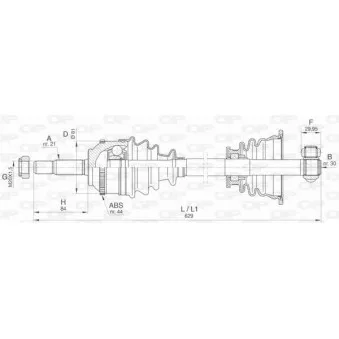 Arbre de transmission avant gauche OPEN PARTS DRS6413.00