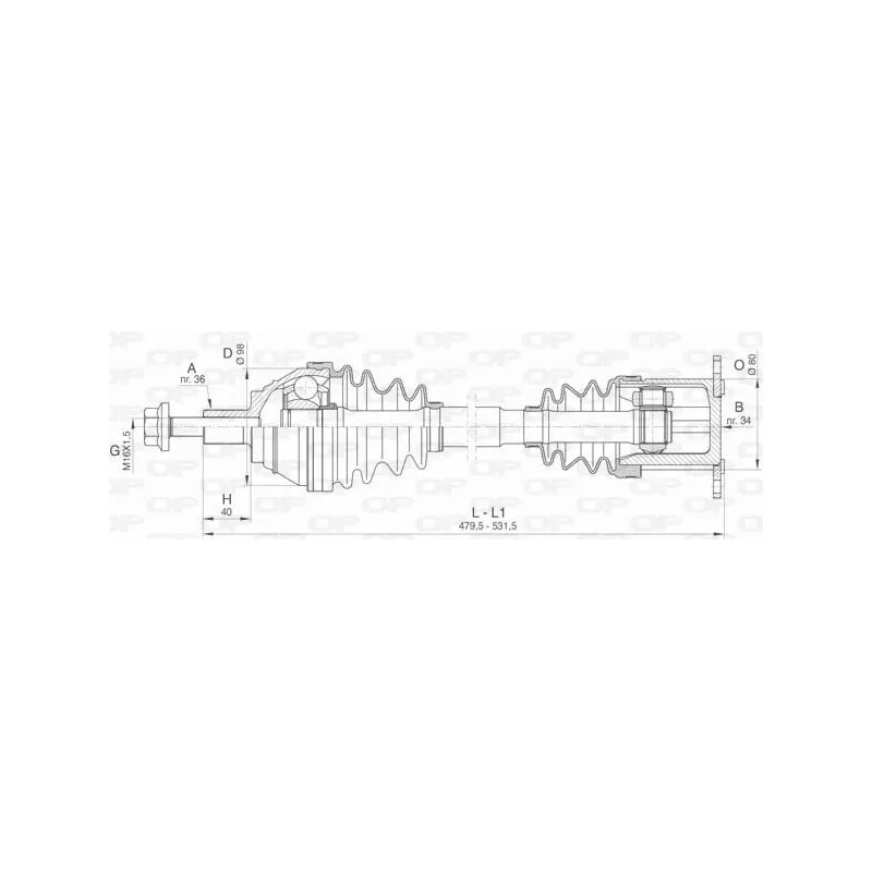 Arbre de transmission avant gauche OPEN PARTS DRS6415.00