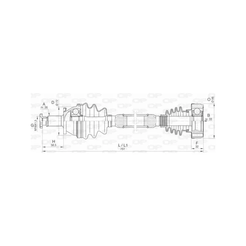 Arbre de transmission avant droit OPEN PARTS DRS6420.00