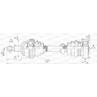 Arbre de transmission avant gauche OPEN PARTS DRS6422.00